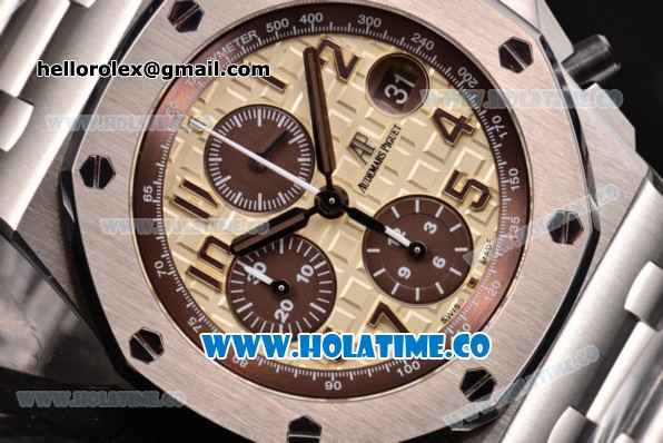 Audemars Piguet Royal Oak Offshore 2014 New Chrono Swiss Valjoux 7750 Automatic Steel Case with Beige Dial and Arabic Numeral Markers (JF) - Click Image to Close